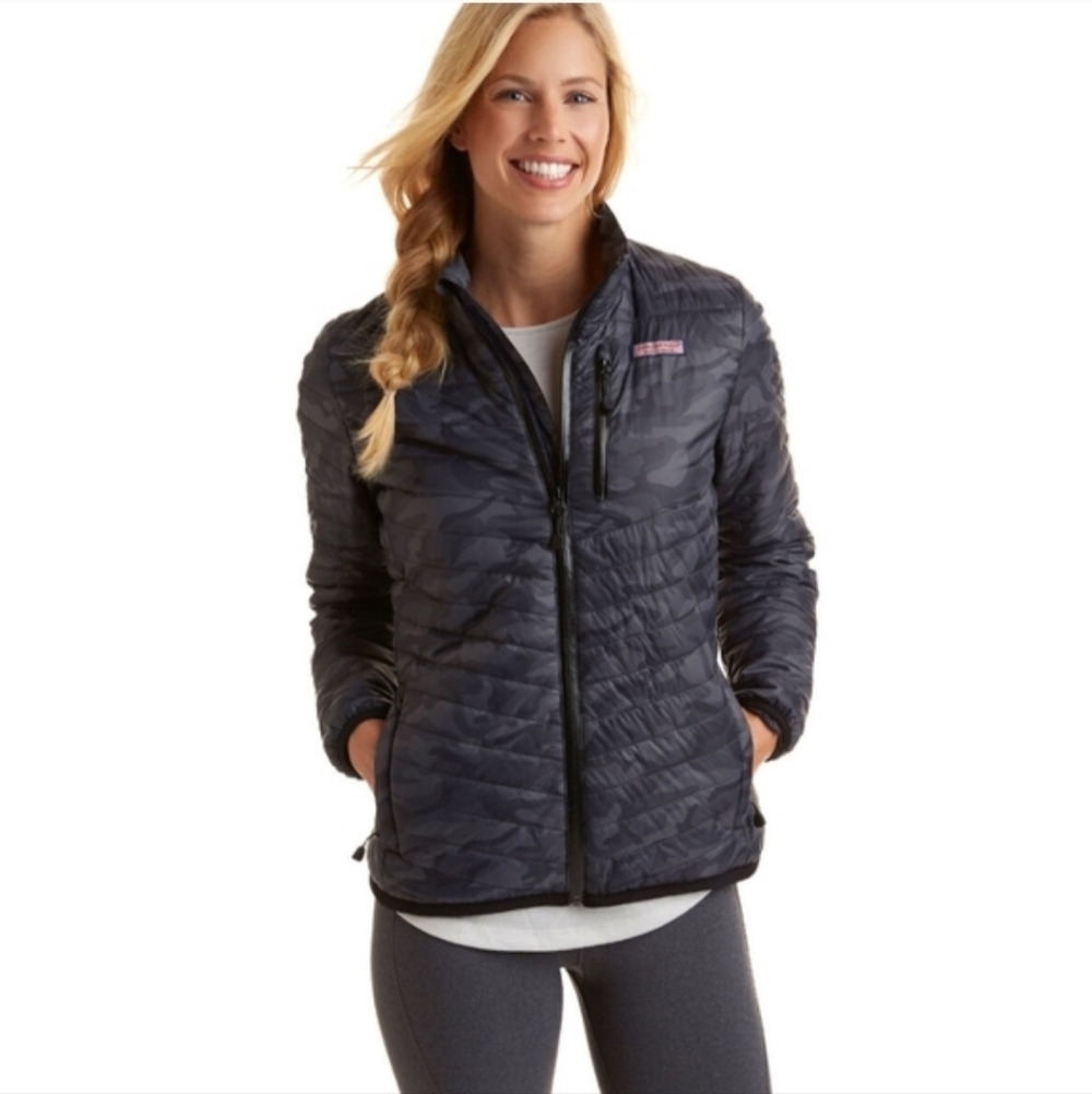 Vineyard Vines Gray Camo Quilted Performance Jacket Sz XS. Women's Gorpcore